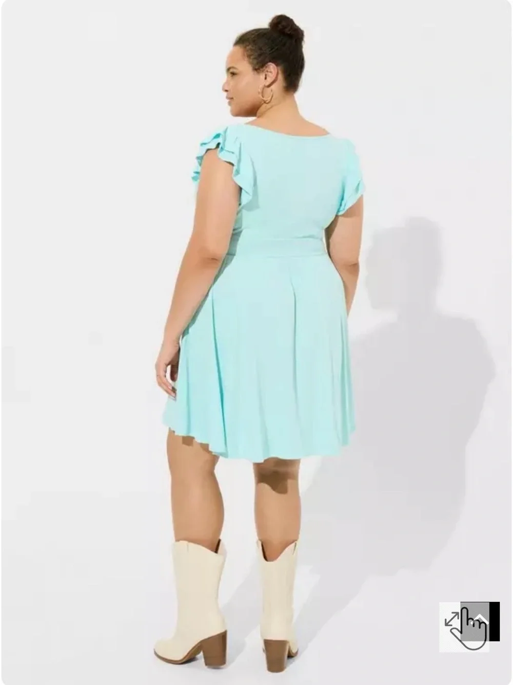 Torrid Mini Rib Knit Ruffle Skater Dress size 6 🩵 - Picture 2 of 6